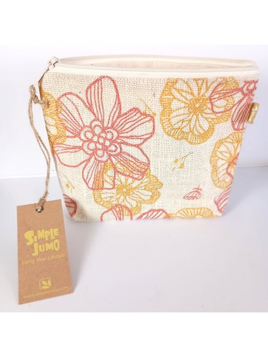 Simple Jumo Accessories - Simple Jumo Floral Jute Cosmetic Bag Eco Friendly Makeup Pouch Organizer